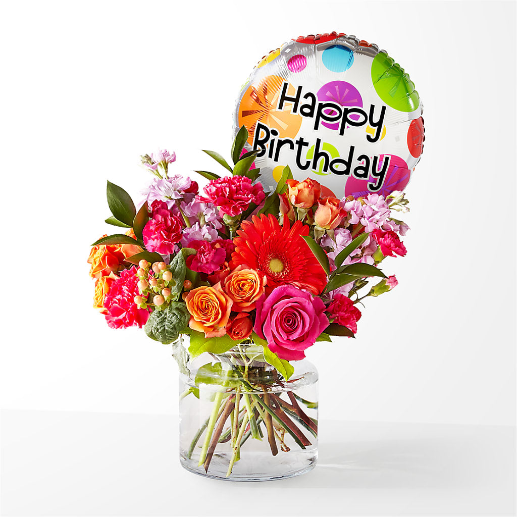 Fiesta Bouquet with Birthday Balloon – Rustic Daisy Floral, Pahrump NV