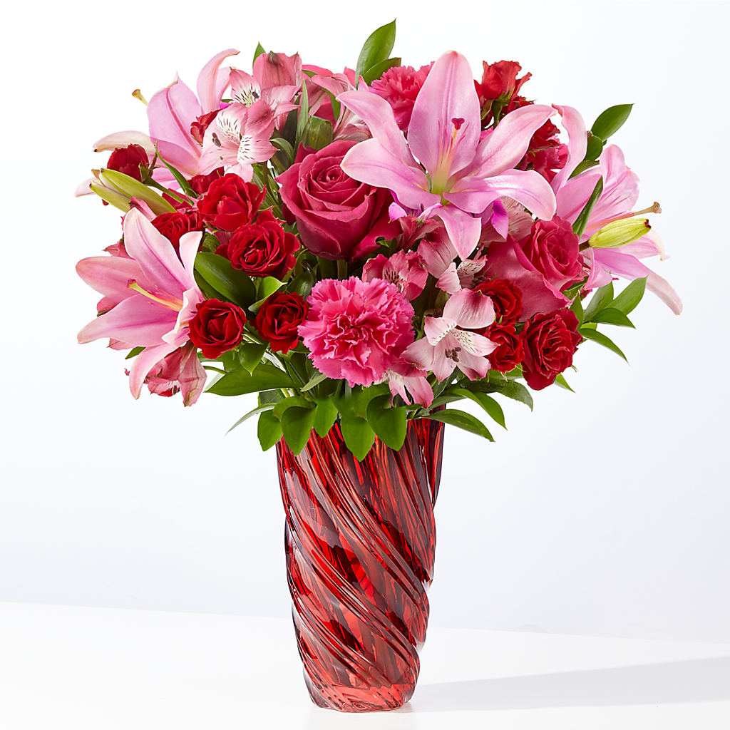 In Love Bouquet with Luxe Swirl Vase – Rustic Daisy Floral, Pahrump NV