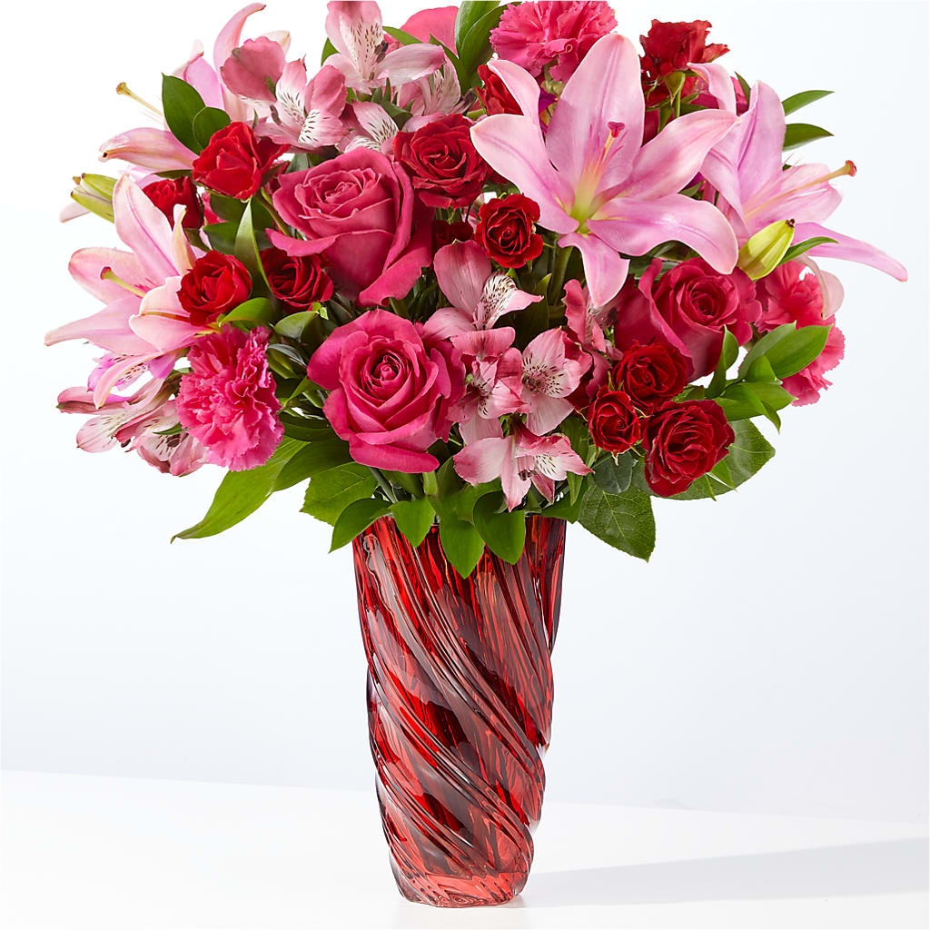 In Love Bouquet with Luxe Swirl Vase – Rustic Daisy Floral, Pahrump NV