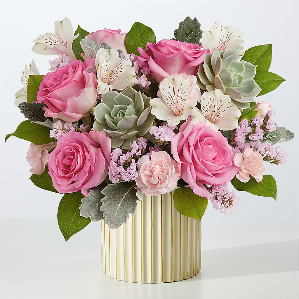 Dusty Rose Bouquet with Ivory Vase – Rustic Daisy Floral, Pahrump NV