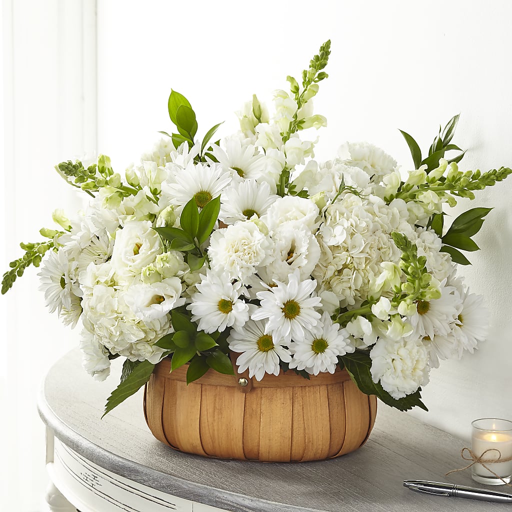 Pure Ivory Basket – Rustic Daisy Floral, Pahrump NV