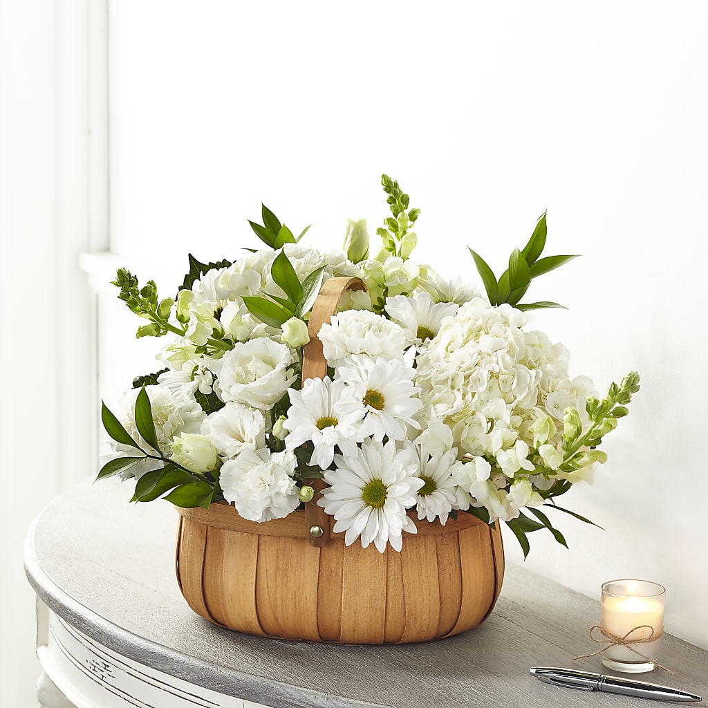 Pure Ivory Basket – Rustic Daisy Floral, Pahrump NV
