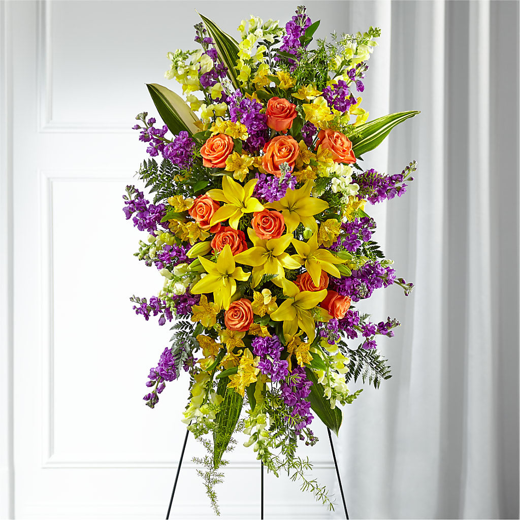 Thoughtful Prayers Standing Spray – Rustic Daisy Floral, Pahrump NV