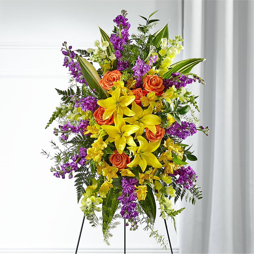 Thoughtful Prayers Standing Spray – Rustic Daisy Floral, Pahrump NV