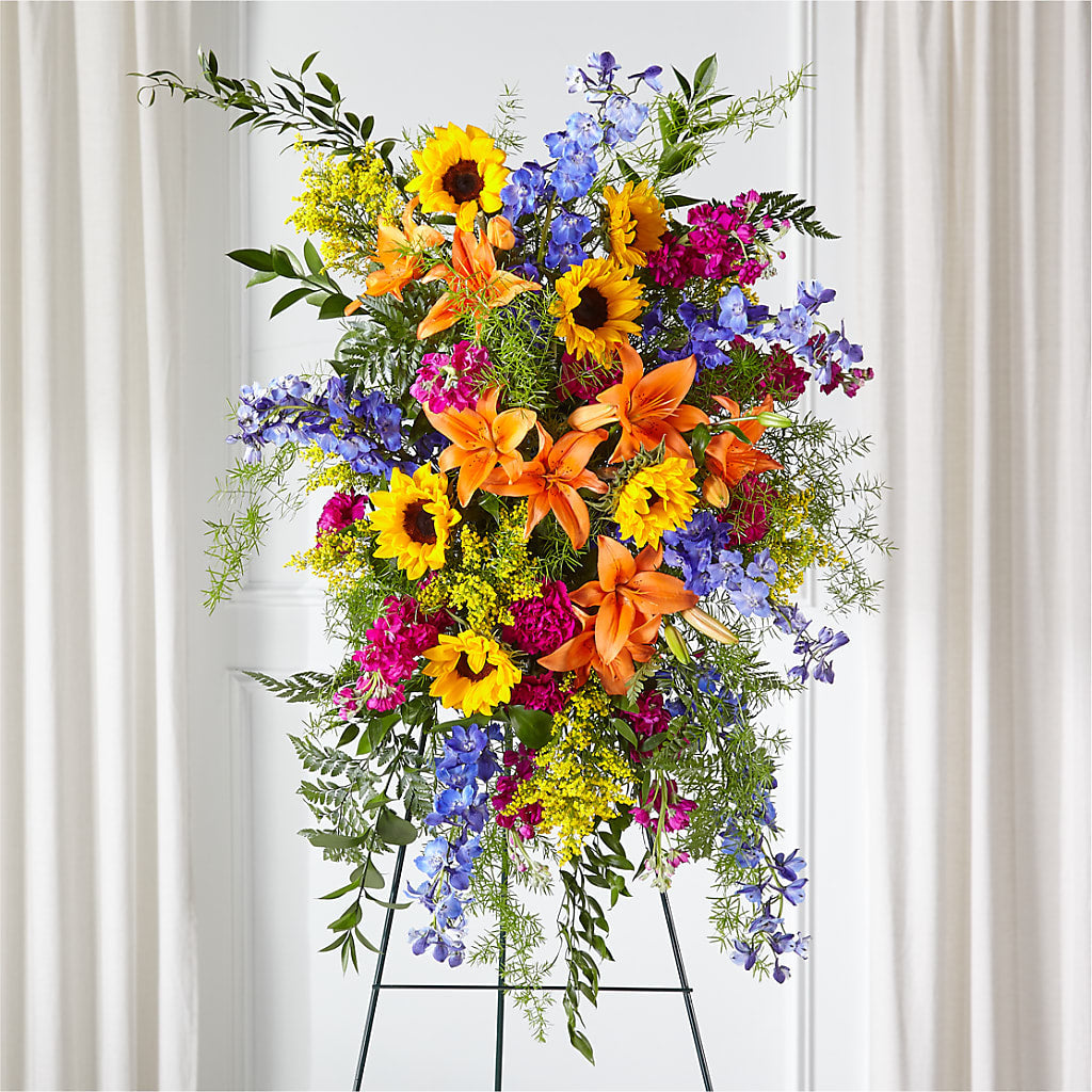 Sunlit Memories Standing Spray (Standard) – Rustic Daisy Floral, Pahrump NV