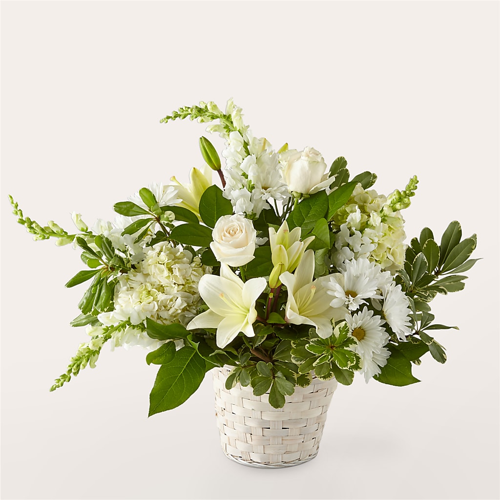 Ivory Elegance Floral Basket – Rustic Daisy Floral, Pahrump NV