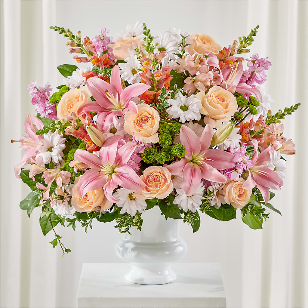 Heartfelt Gesture Urn Arrangement – Rustic Daisy Floral, Pahrump NV