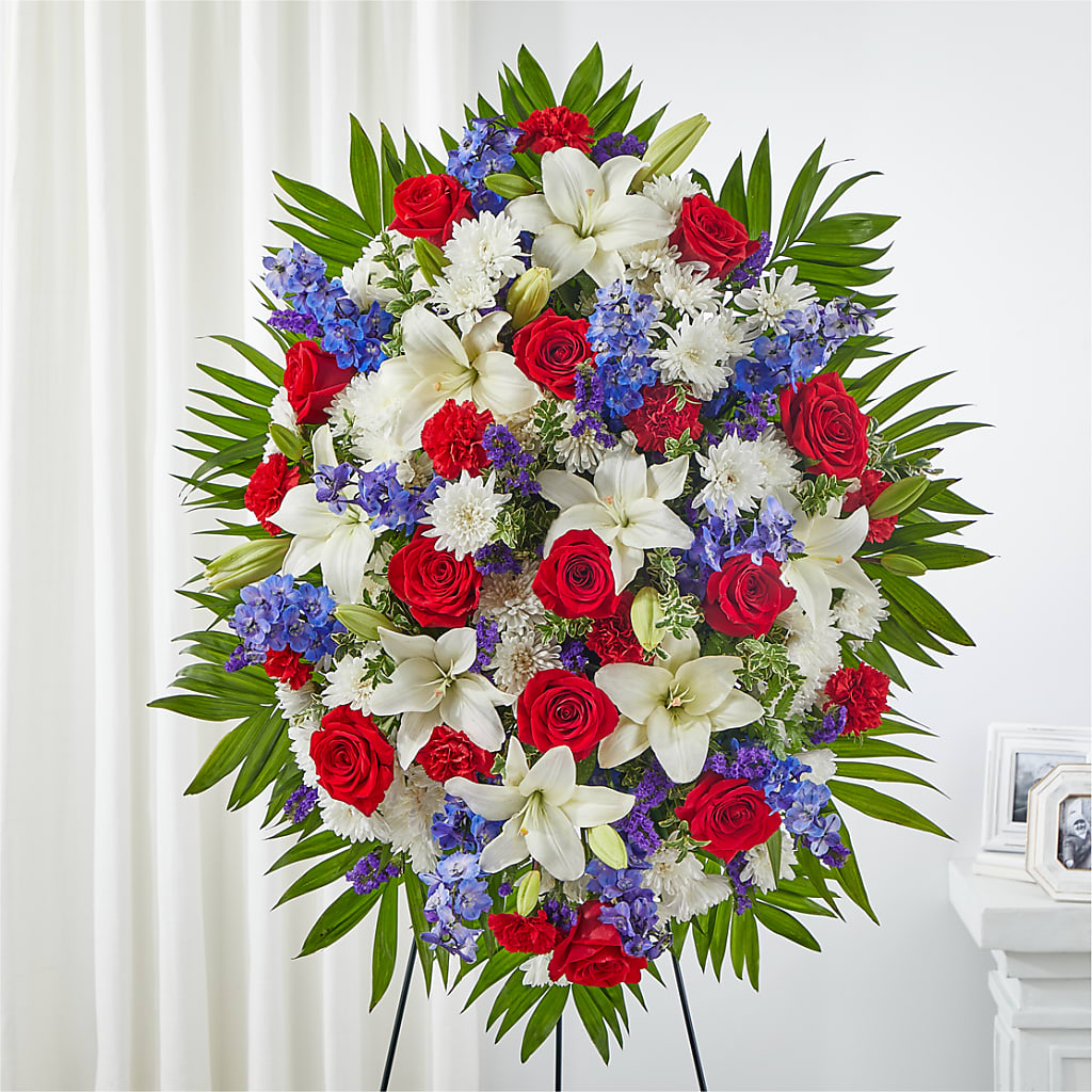 Cherished Service Standing Spray – Rustic Daisy Floral, Pahrump NV