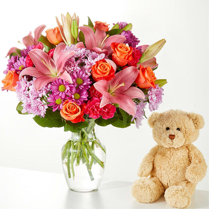 One and Only Bouquet and Bear Bundle –  Rustic Daisy Floral, Pahrump NV