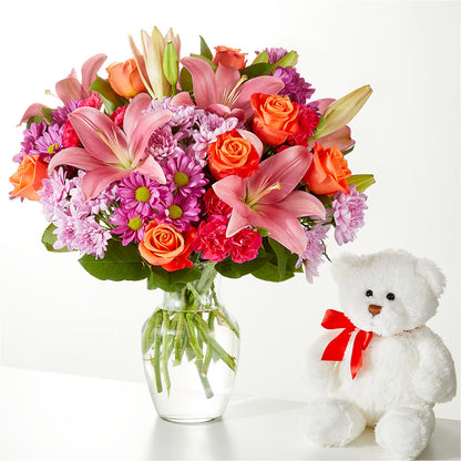 One and Only Bouquet and Bear Bundle –  Rustic Daisy Floral, Pahrump NV