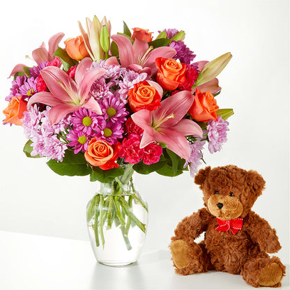 One and Only Bouquet and Bear Bundle –  Rustic Daisy Floral, Pahrump NV