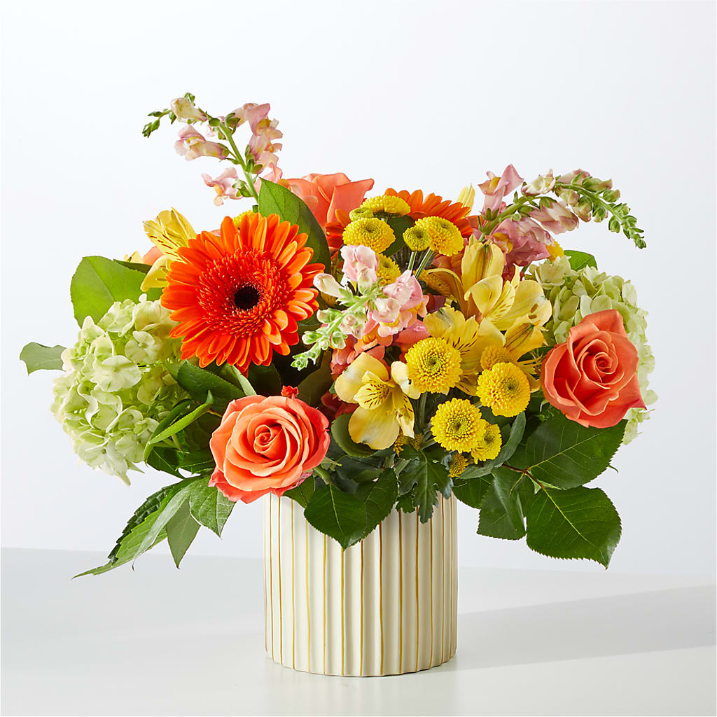 Autumn Sunshine Bouquet with Ivory Vase –  Rustic Daisy Floral, Pahrump NV